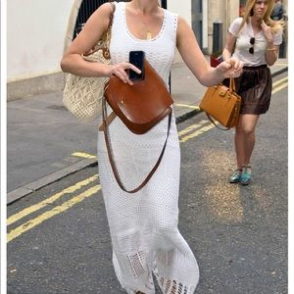 Fergie Candela White crochet maxi dress/gown